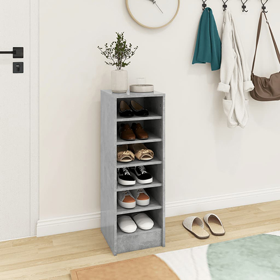 Keala Wooden Shoe Storage Rack With 6 Shelves In Concrete Effect