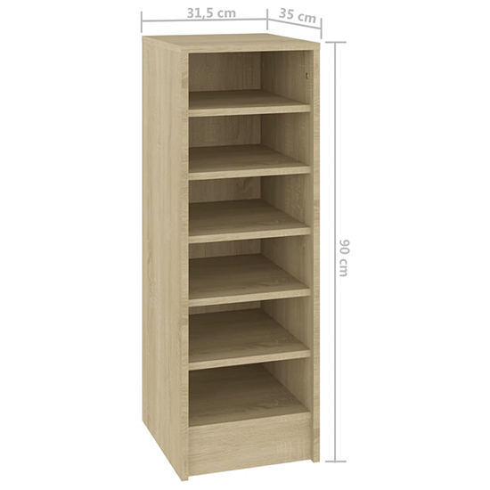 Keala Wooden Shoe Storage Rack With 6 Shelves In Sonoma Oak