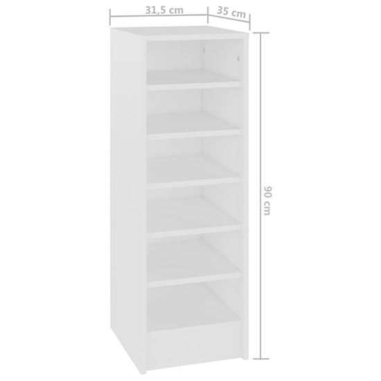 Keala Wooden Shoe Storage Rack With 6 Shelves In White_4