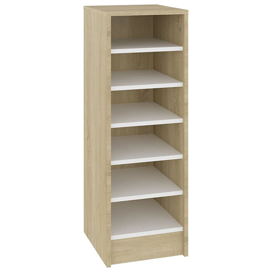 Keala Wooden Shoe Storage Rack With 6 Shelves In White Oak_2