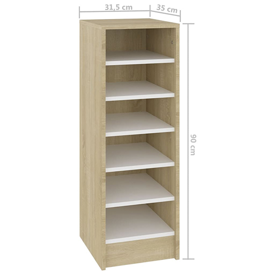 Keala Wooden Shoe Storage Rack With 6 Shelves In White Oak_4