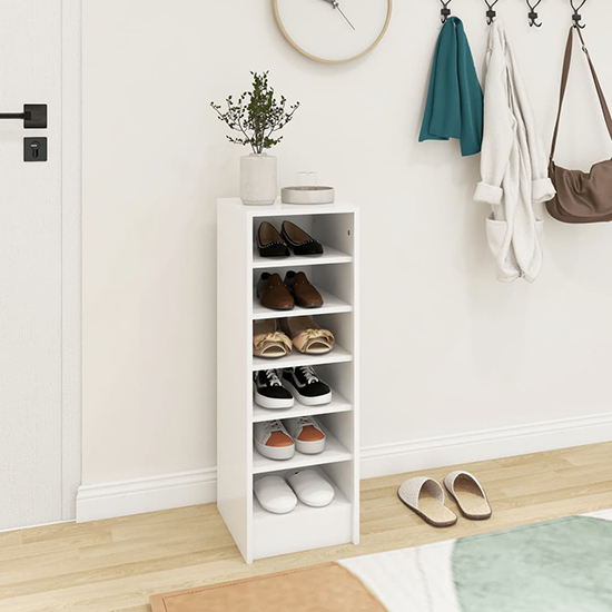 Keala Wooden Shoe Storage Rack With 6 Shelves In White