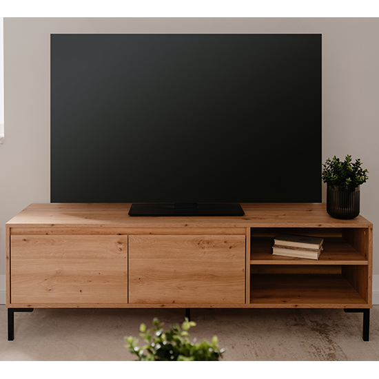 Kealii Wooden TV Stand With 2 Drawers In Artisan Oak Furniture in Fashion
