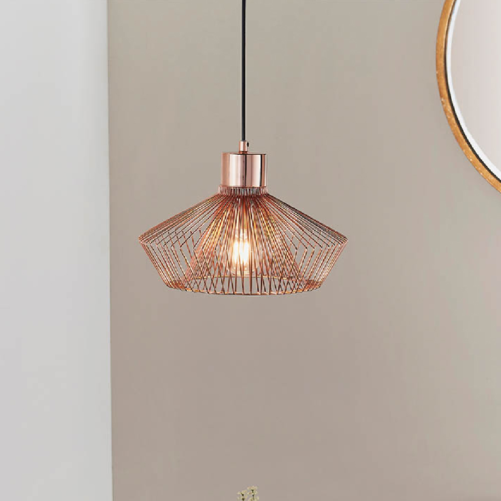Read more about Kearney metal caged pendant ceiling light in copper
