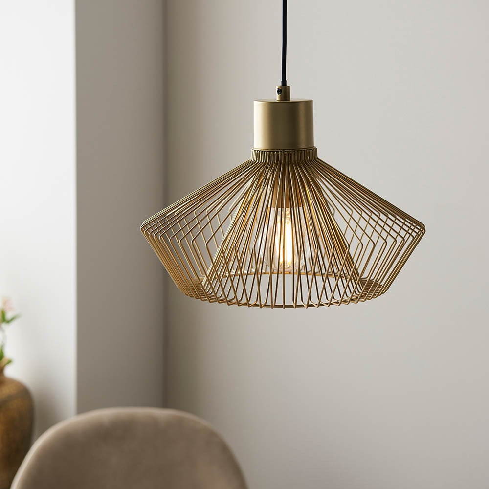 Read more about Kearney metal caged pendant ceiling light in gold