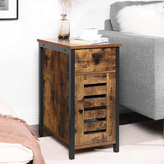 Kearney Wooden Narrow Side Table In Rustic Brown FiF