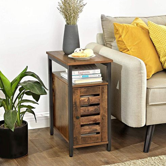 Read more about Kearney wooden side table with cabinet in rustic brown