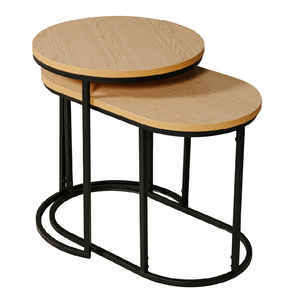 Read more about Kearney wooden nest of 2 tables with black frame in brown