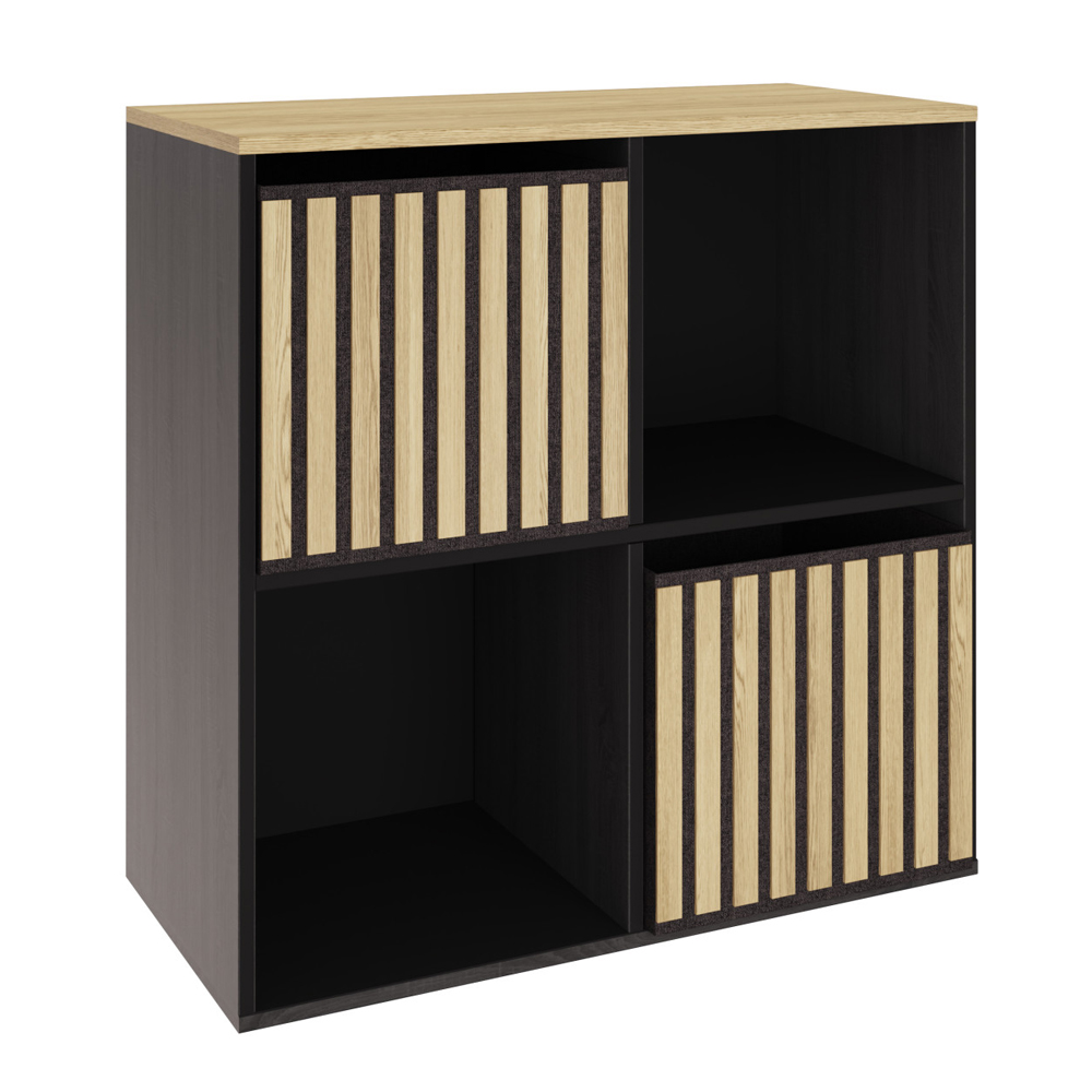 Kearney Wooden Storage Cabinet With 4 Shelves In Black And Oak