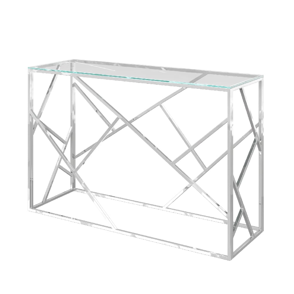 Read more about Keele clear glass rectangular console table in chrome frame