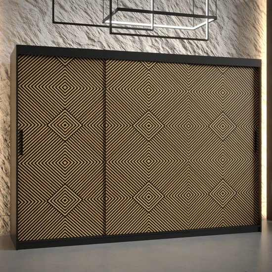 Product photograph of Keene I Wooden Wardrobe 250cm With 2 Sliding Doors In Black from Furniture in Fashion