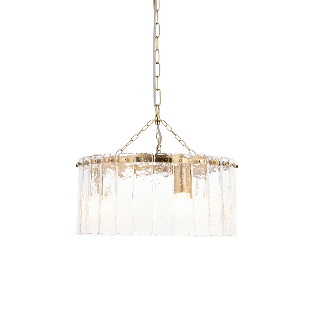 Keene 3 Light Glass Pendant Ceiling Light In Brushed Aged Brass