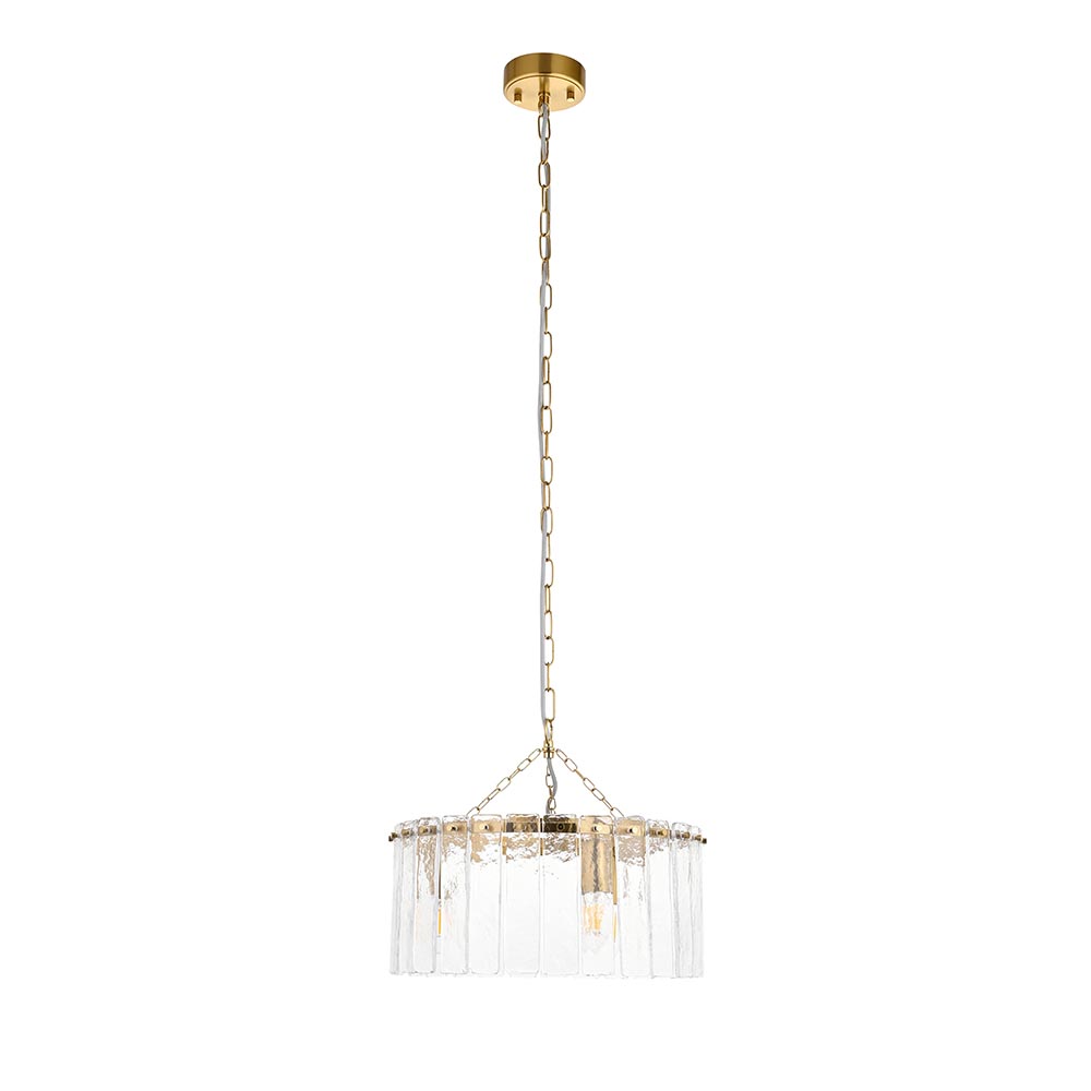 Keene 3 Light Glass Pendant Ceiling Light In Brushed Aged Brass
