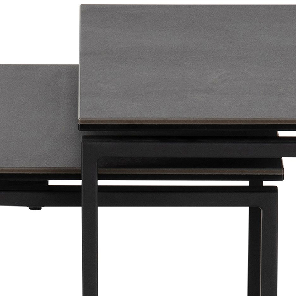 Keene Black Ceramic Nest Of 3 Tables With Metal Frame