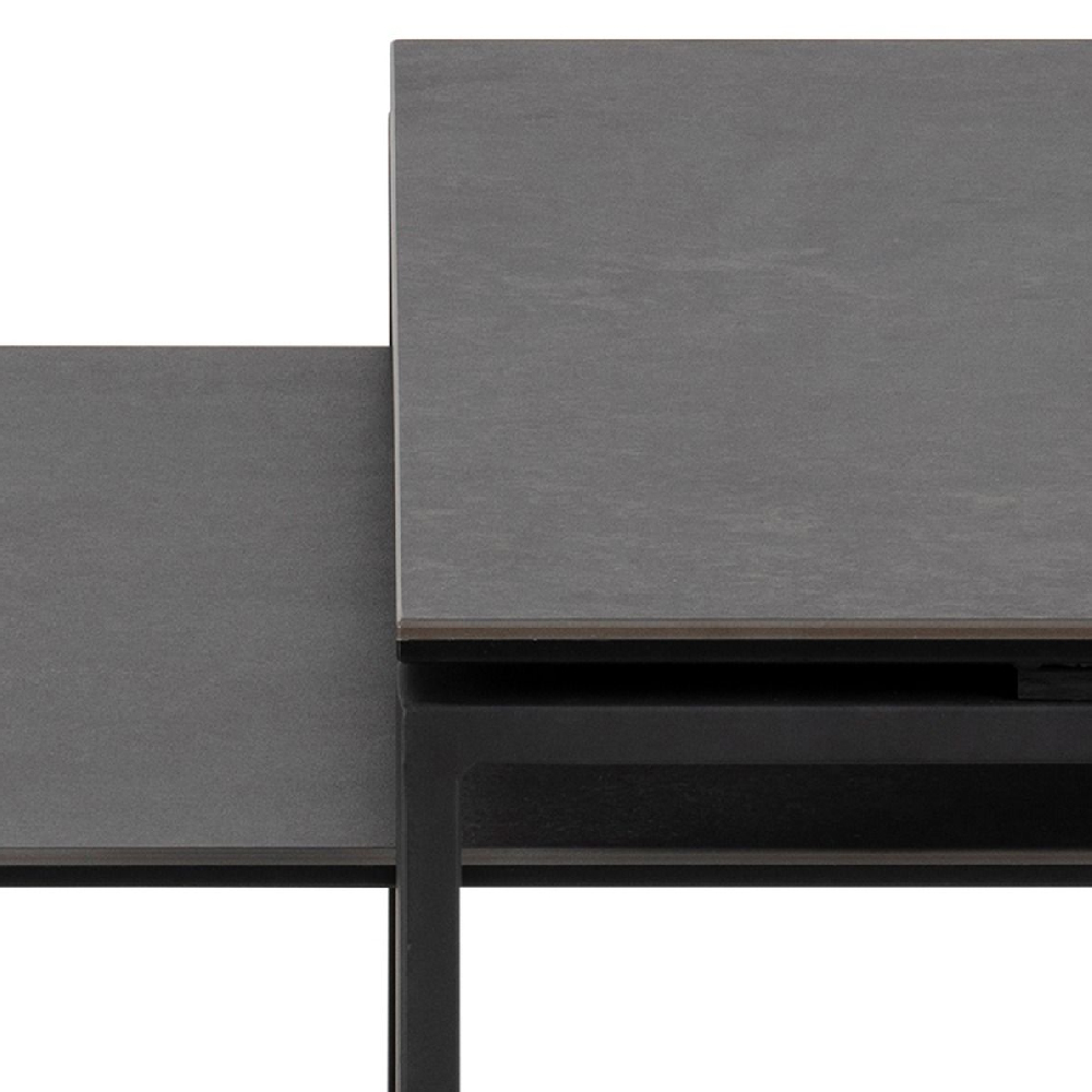 Keene Black Ceramic Nesting Coffee Tables With Metal Frame