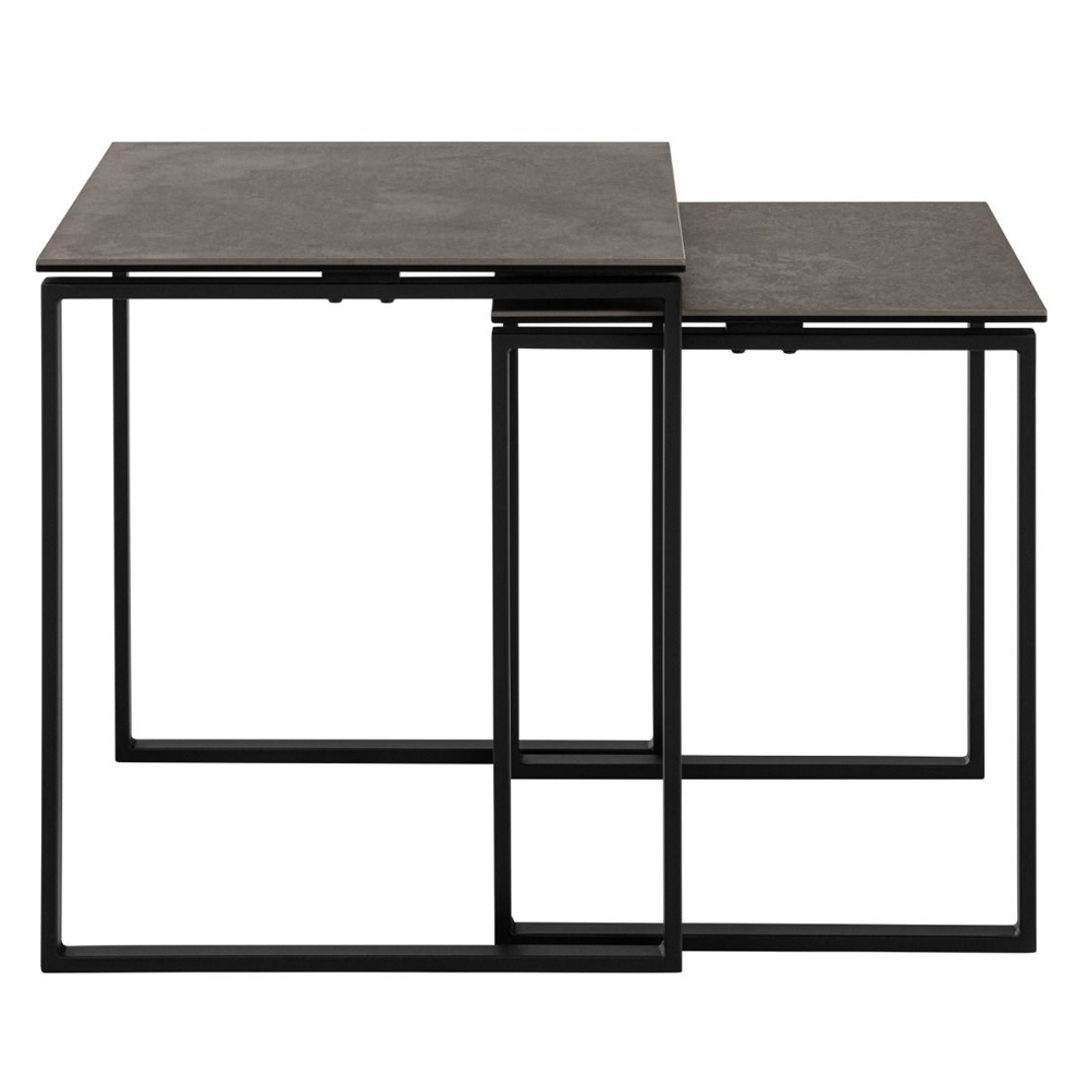 Keene Ceramic Square Nesting Coffee Tables In Black