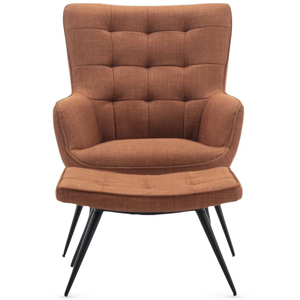 Keene Fabric Accent Chair With Stool In Copper