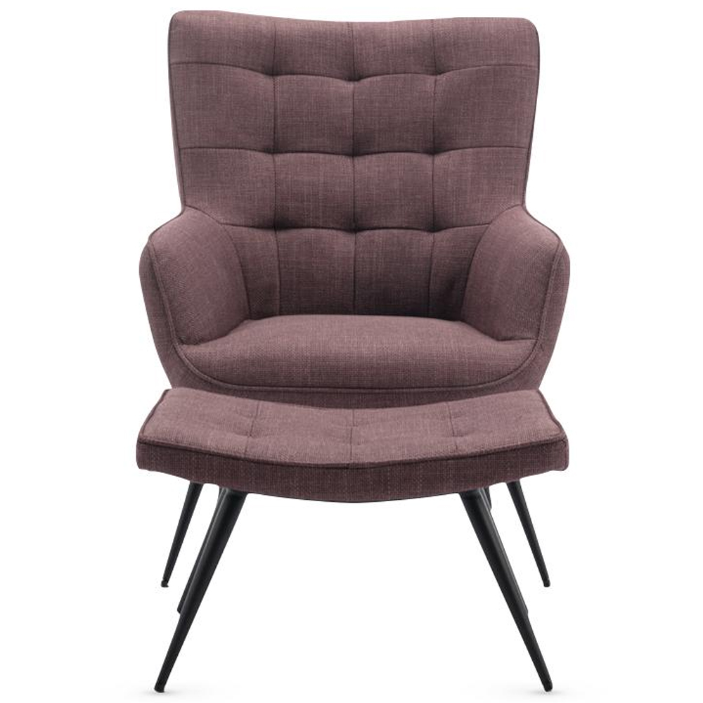 Keene Fabric Accent Chair With Stool In Mulberry