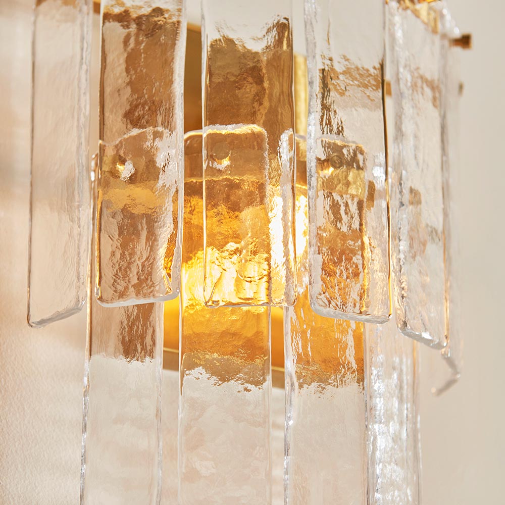 Keene Handmade Glass Wall Light In Brushed Aged Brass