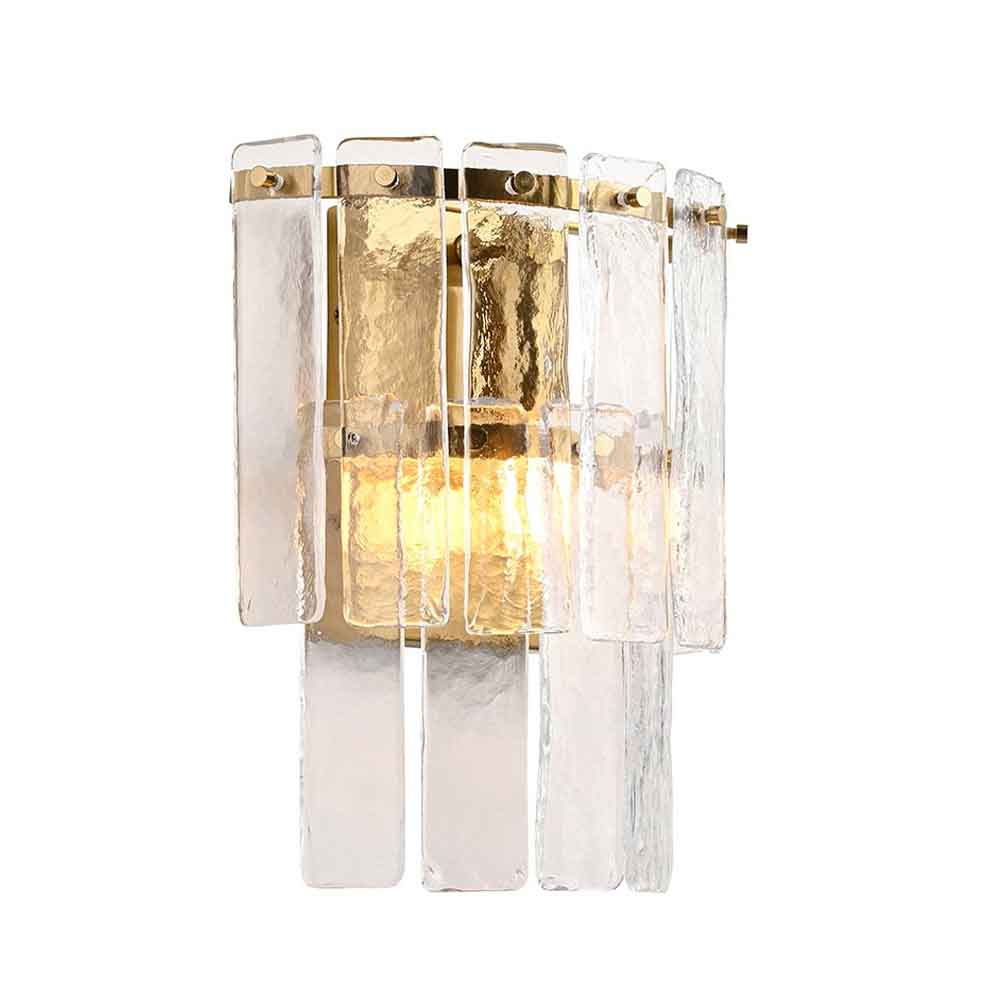 Keene Handmade Glass Wall Light In Brushed Aged Brass