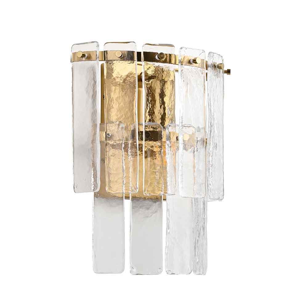 Keene Handmade Glass Wall Light In Brushed Aged Brass