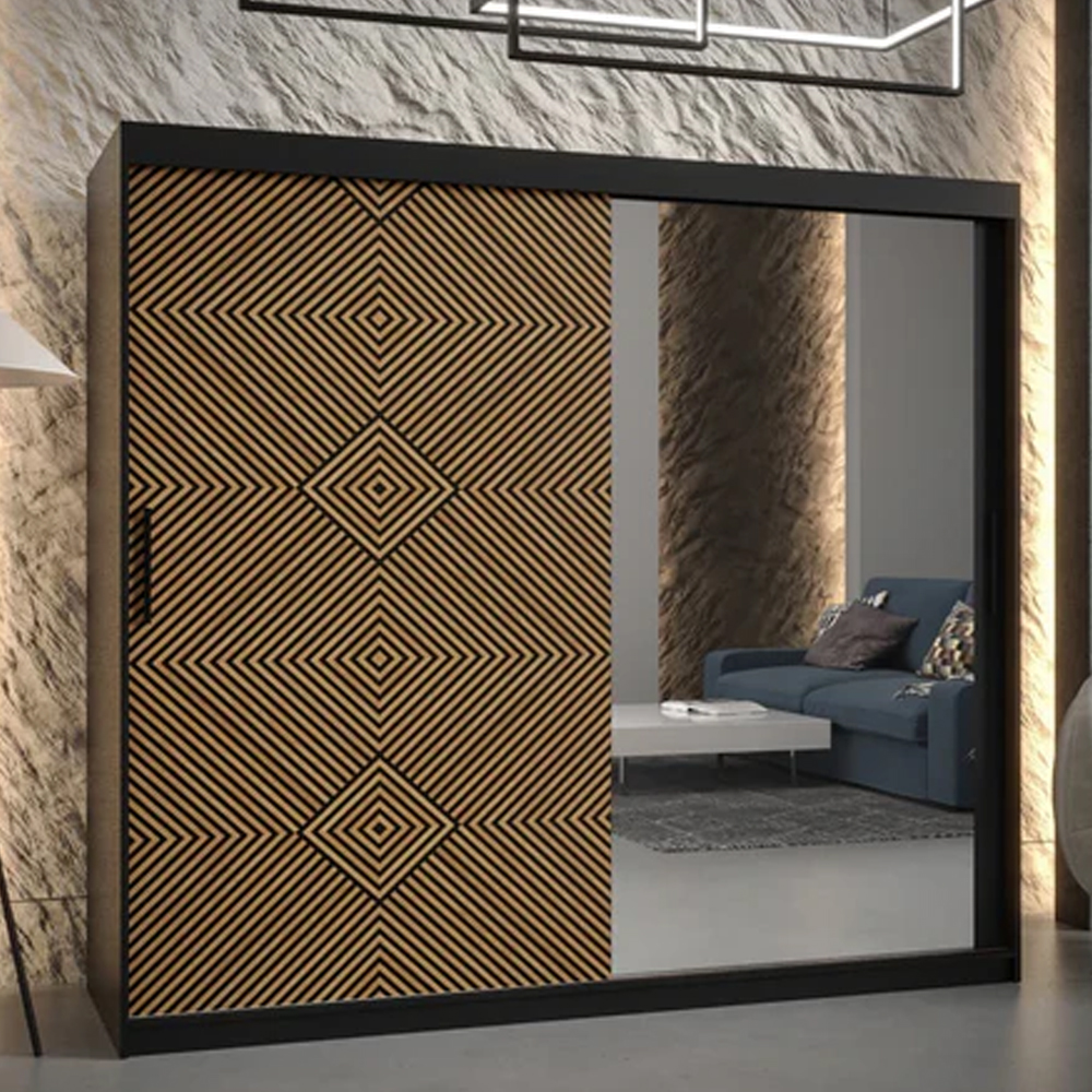 Read more about Keene ii mirrored wardrobe 200cm with 2 sliding doors in black