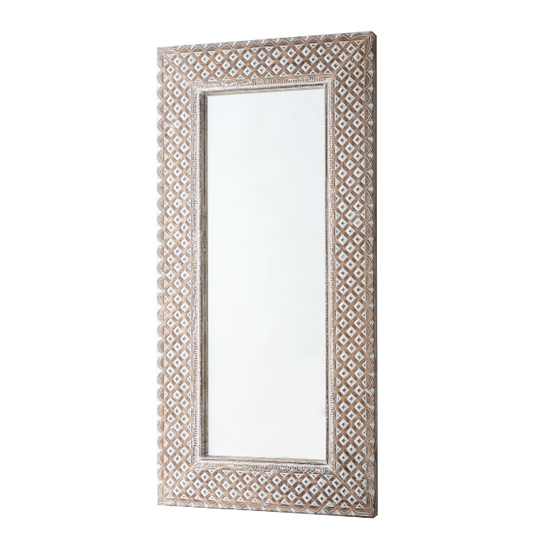 Keene Leaner Floor Mirror In Grey Mango Wood Frame Furniture in Fashion