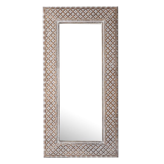 Photo of Keene leaner floor mirror in grey mango wood frame