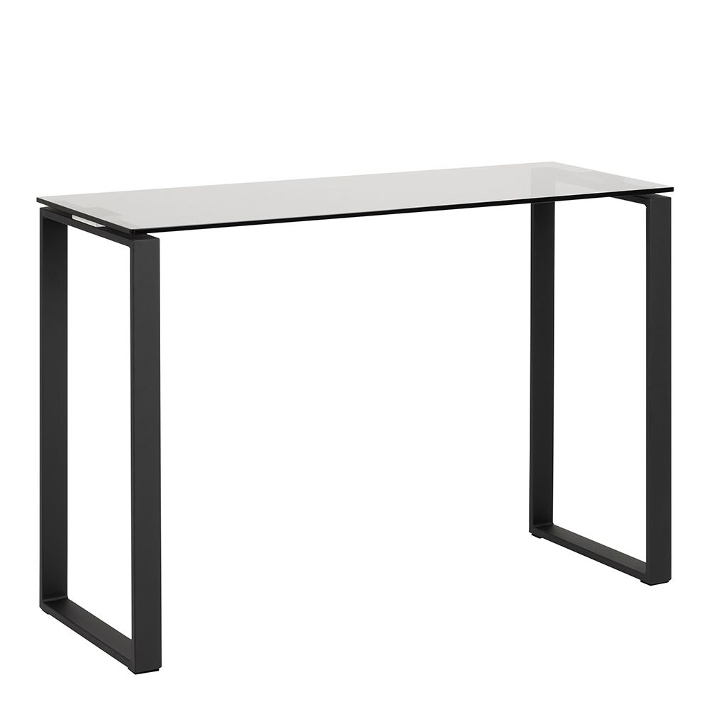 Read more about Keene smoked glass console table with black metal frame