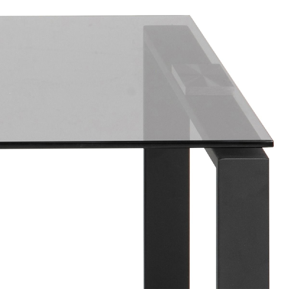 Keene Smoked Glass Nesting Coffee Table With Black Metal Frame