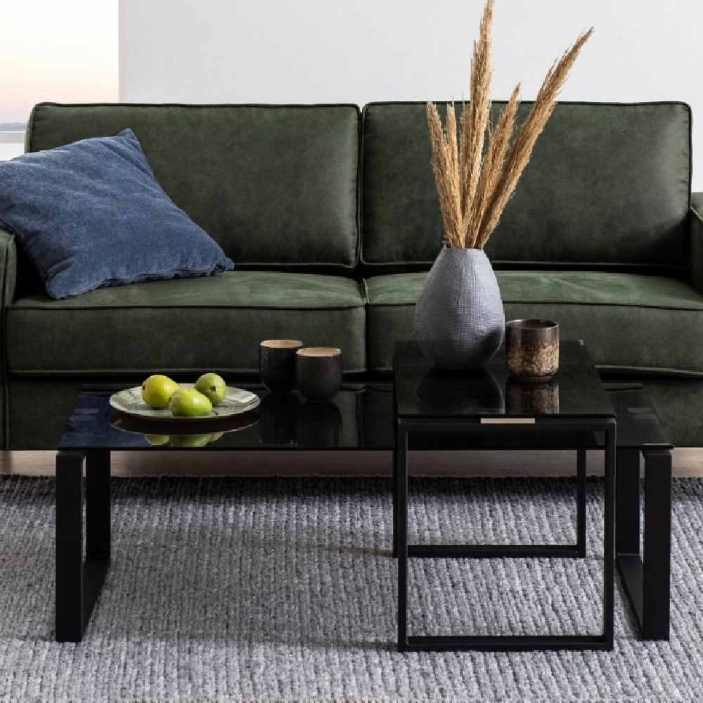 Read more about Keene smoked glass nesting coffee table with black metal frame
