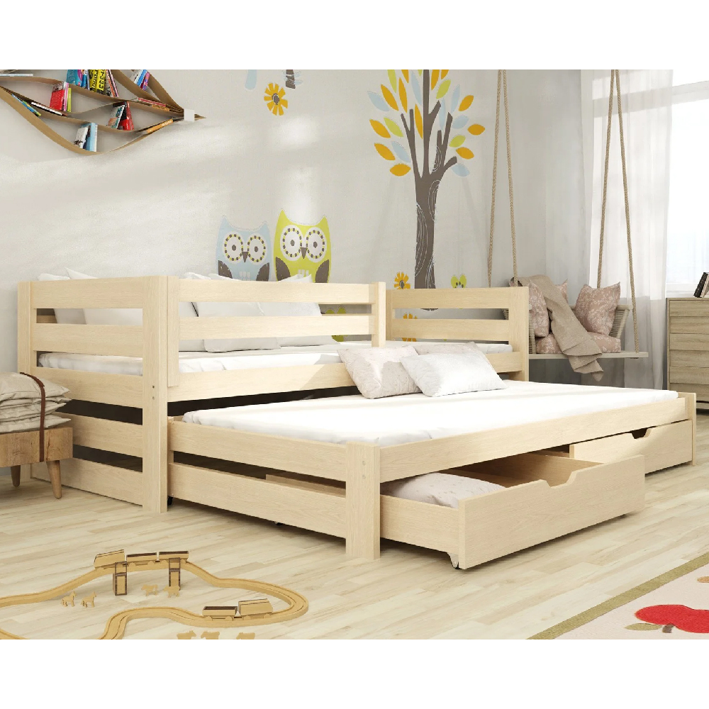 Read more about Keene wooden day bed with foam mattress and trundle in pine