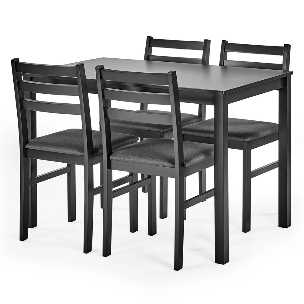 Keene Wooden Dining Table With 4 Chairs - Black