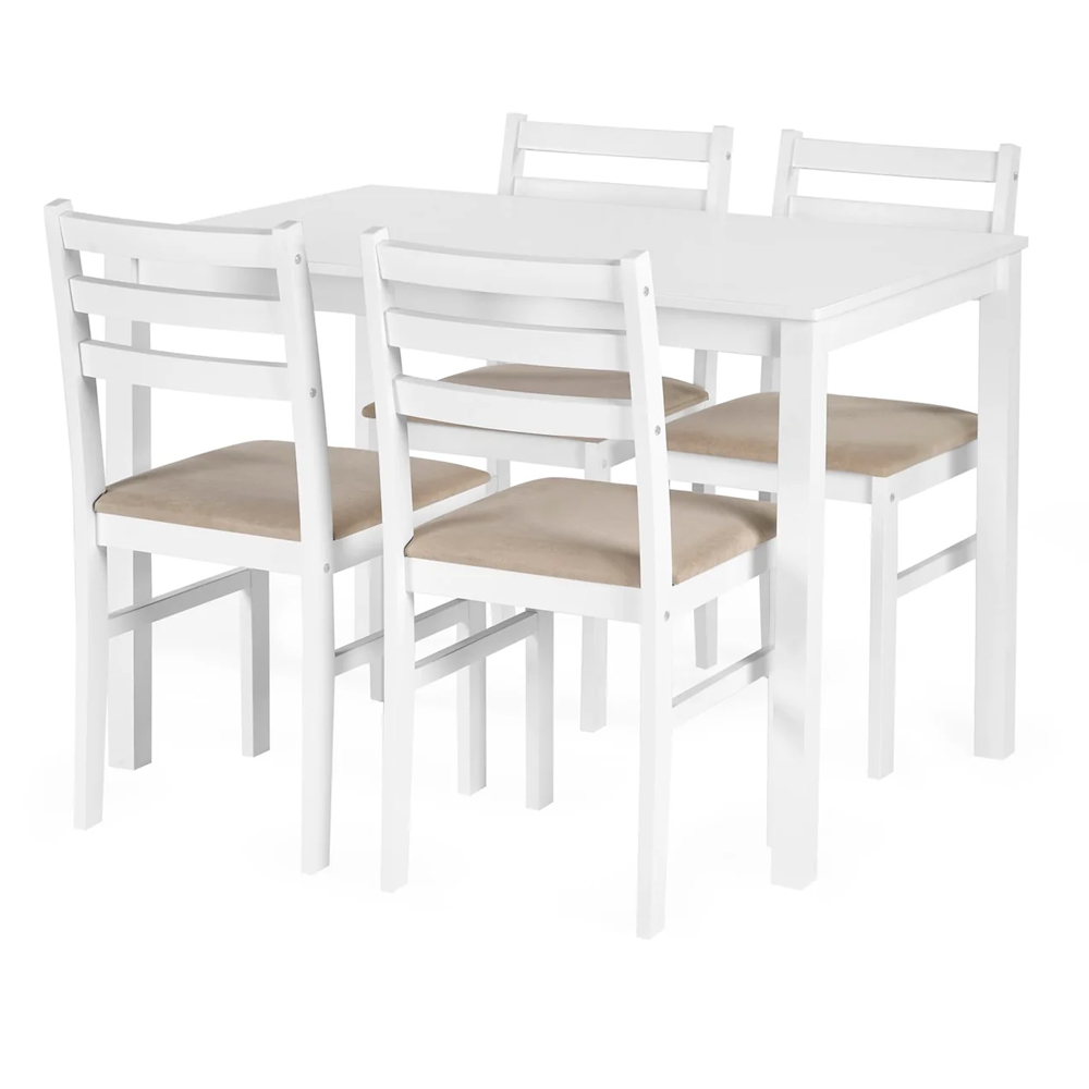 Keene Wooden Dining Table With 4 Chairs - White
