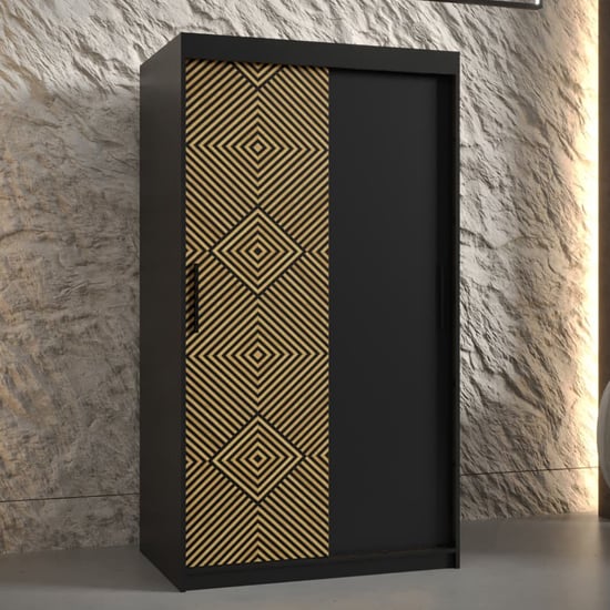 Product photograph of Keene Wooden Wardrobe 100cm With 2 Sliding Doors In Black from Furniture in Fashion