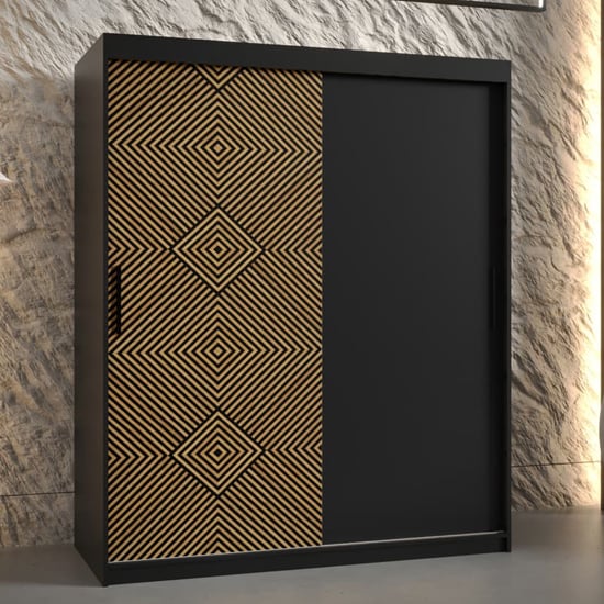 Product photograph of Keene Wooden Wardrobe 150cm With 2 Sliding Doors In Black from Furniture in Fashion