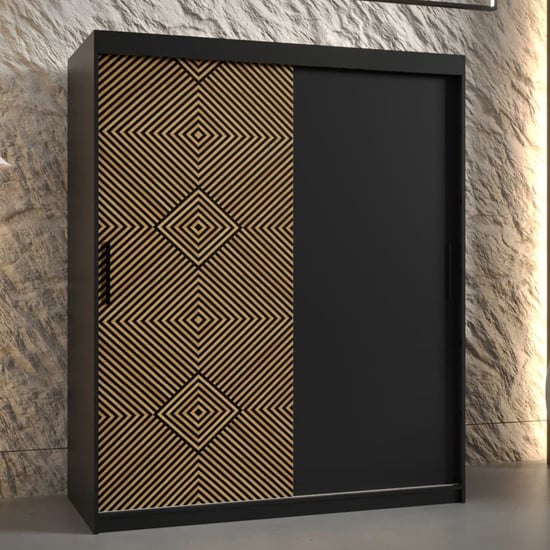 Read more about Keene wooden wardrobe 150cm with 2 sliding doors in black