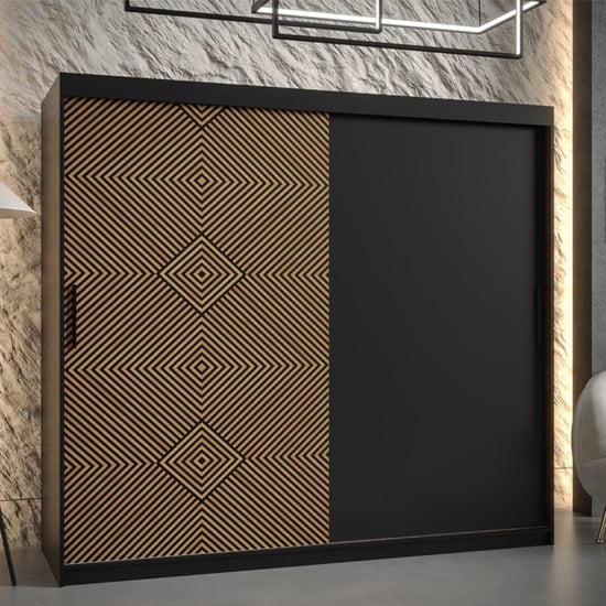 Read more about Keene wooden wardrobe 200cm with 2 sliding doors in black