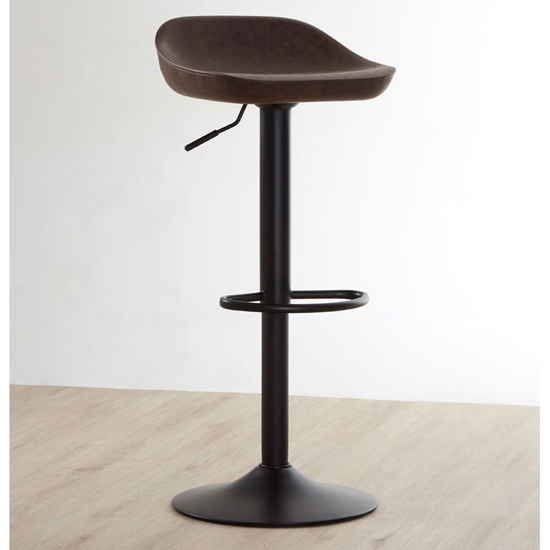 Kekoun Mocha Faux Leather Bar Stools With Black Base In A Pair_3