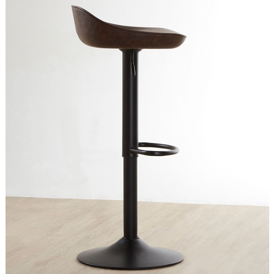 Kekoun Mocha Faux Leather Bar Stools With Black Base In A Pair_4