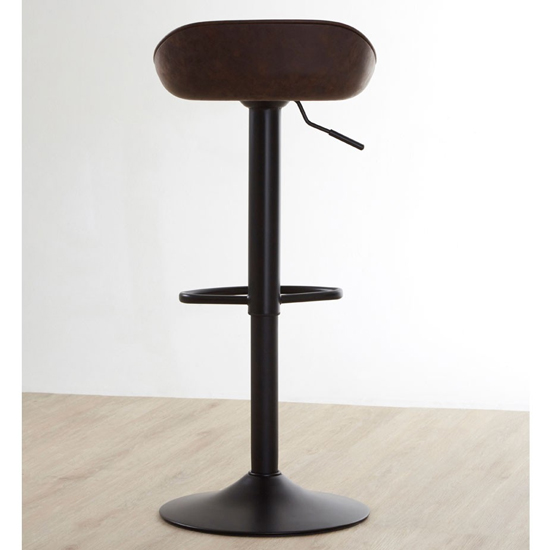Kekoun Mocha Faux Leather Bar Stools With Black Base In A Pair_5