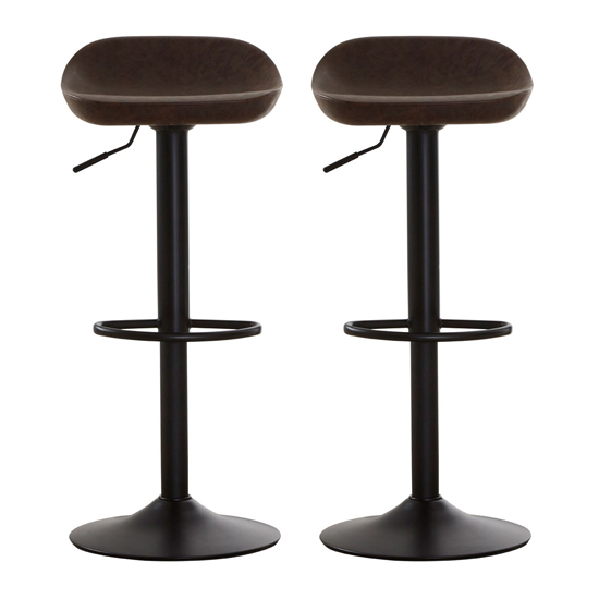 Kekoun Mocha Faux Leather Bar Stools With Black Base In A Pair_1