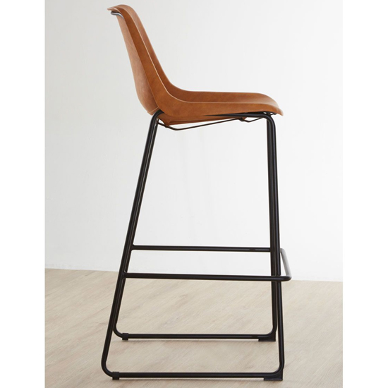 Kekoun Camel Faux Leather Bar Chairs With Black Legs In A Pair