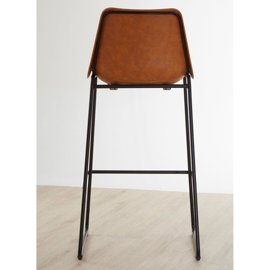 Kekoun Camel Faux Leather Bar Chairs With Black Legs In A Pair