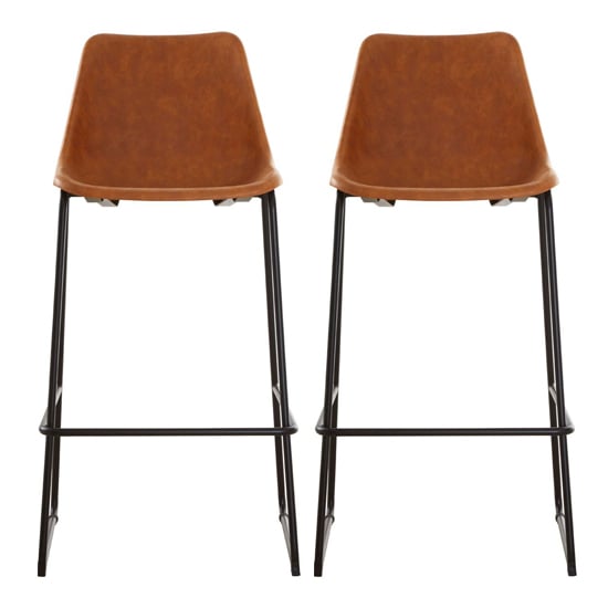 Read more about Kekoun camel faux leather bar chairs with black legs in a pair