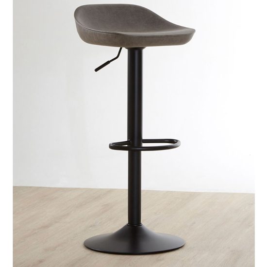 Kekoun Ash Faux Leather Bar Stools With Black Base In A Pair_3