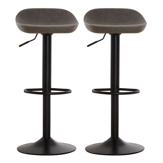 Kekoun Ash Faux Leather Bar Stools With Black Base In A Pair