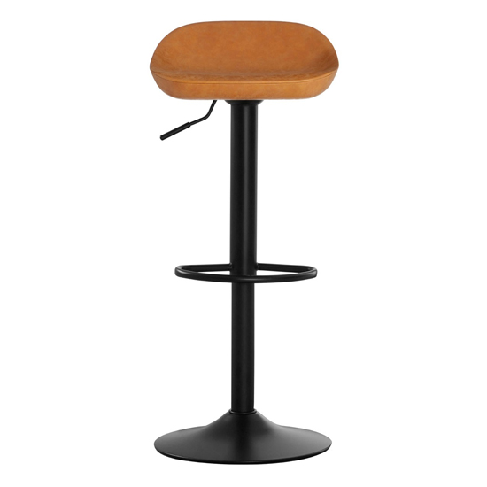 Kekoun Camel Faux Leather Bar Stools With Black Base In A Pair_2
