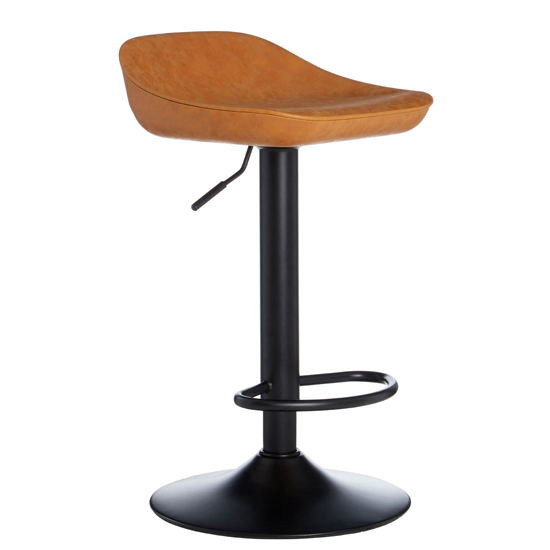 Kekoun Camel Faux Leather Bar Stools With Black Base In A Pair_3