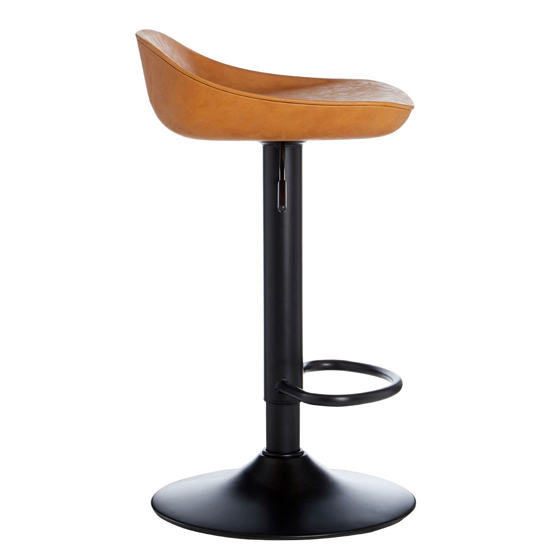 Kekoun Camel Faux Leather Bar Stools With Black Base In A Pair_4